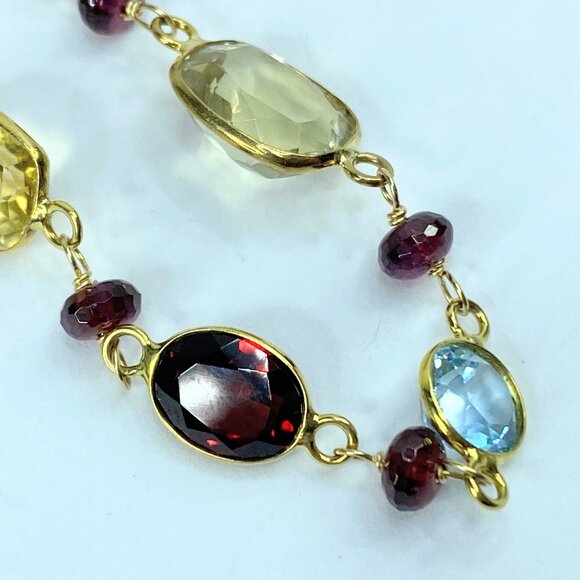 14K Multi colors & Shapes, Size Rainbow nature Gemstone bracelet 6.9g 7.25 JR961 - Picture 5 of 6